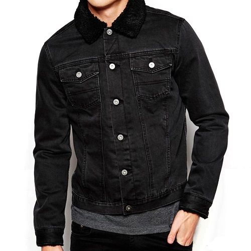 Buy HERE&NOW Men Grey Washed Denim Jacket With Faux Fur Trim - Jackets for  Men 12143166 | Myntra