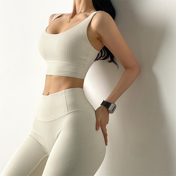 Wholesale Ribbed Yoga Set Women Sports Clothes Fitness Yoga Bra